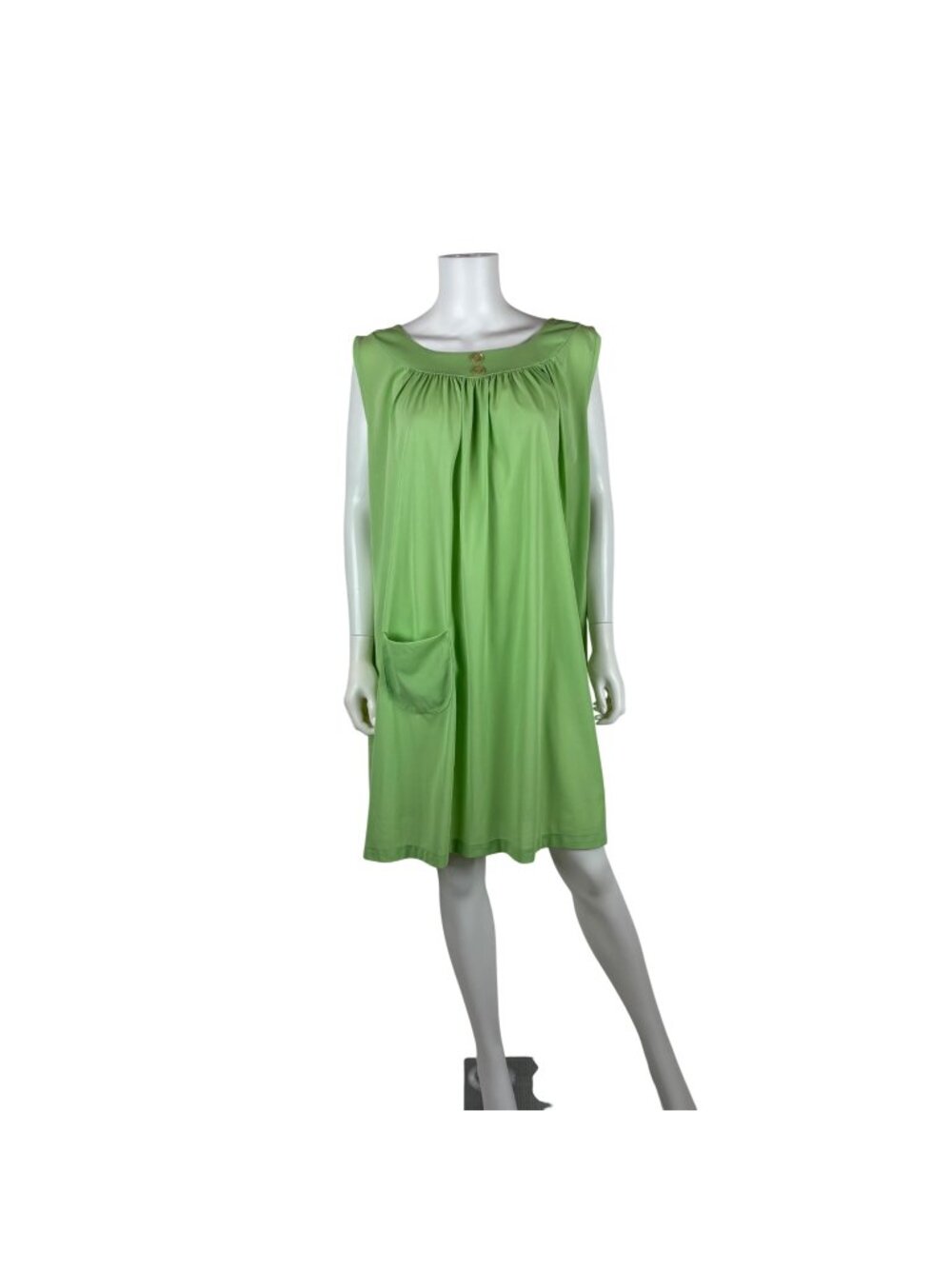 Vintage 60s Mint Green Nightie Womens XL Nylon Sleeveless Babydoll Lingerie